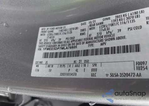 2021 Ford Bronco Big Bend/Black Diamond/Outer Banks/Badlands/Wildtrak from USA, damaged, VIN 1FMEE5DP7MLA78805